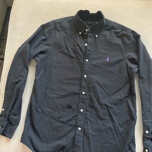 Ralph Lauren Black Button Down Shirt with Purple Logo